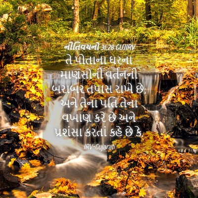 Picture 04 - નીતિવચનો 31:28 GUJIRV - તે પોતાના ઘરના - Bible Verse Picture