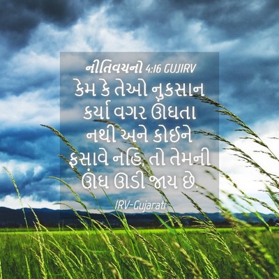 Picture 04 - નીતિવચનો 4:16 GUJIRV - કેમ કે તેઓ નુકસાન - Bible Verse Picture