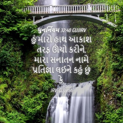 Picture 04 - પુનર્નિયમ 32:40 GUJIRV - હું મારો હાથ આકાશ - Bible Verse Picture