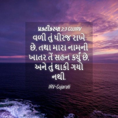 Picture 04 - પ્રકટીકરણ 2:3 GUJIRV - વળી તું ધીરજ રાખે - Bible Verse Picture