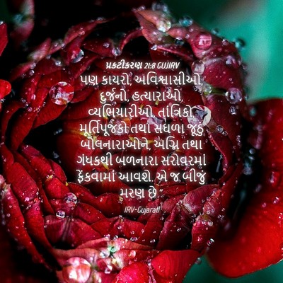 Picture 04 - પ્રકટીકરણ 21:8 GUJIRV - પણ કાયરો, - Bible Verse Picture