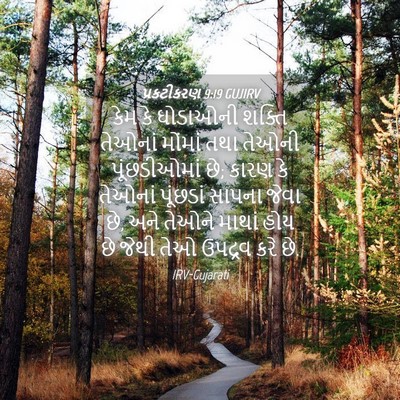 Picture 04 - પ્રકટીકરણ 9:19 GUJIRV - કેમ કે ઘોડાઓની - Bible Verse Picture