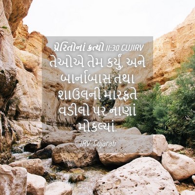 Picture 04 - પ્રેરિતોનાં ક્રત્યો 11:30 GUJIRV - તેઓએ તેમ કર્યું, - Bible Verse Picture