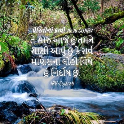 Picture 04 - પ્રેરિતોનાં ક્રત્યો 20:26 GUJIRV - તે સારુ આજે હું - Bible Verse Picture
