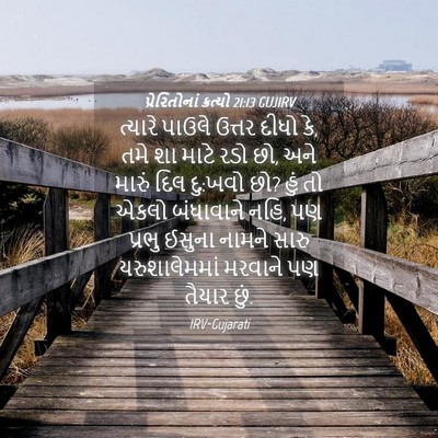 Picture 04 - પ્રેરિતોનાં ક્રત્યો 21:13 GUJIRV - ત્યારે પાઉલે - Bible Verse Picture