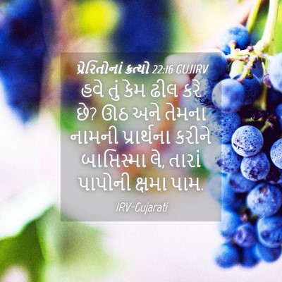 Picture 04 - પ્રેરિતોનાં ક્રત્યો 22:16 GUJIRV - હવે તું કેમ ઢીલ કરે - Bible Verse Picture