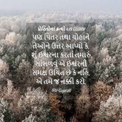 Picture 04 - પ્રેરિતોનાં ક્રત્યો 4:19 GUJIRV - પણ પિતર તથા યોહાને - Bible Verse Picture