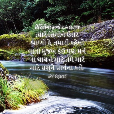 Picture 04 - પ્રેરિતોનાં ક્રત્યો 8:24 GUJIRV - ત્યારે સિમોને - Bible Verse Picture