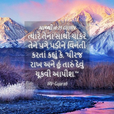 Picture 04 - માથ્થી 18:29 GUJIRV - ત્યારે તેના સાથી - Bible Verse Picture