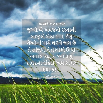 Picture 04 - માથ્થી 20:30 GUJIRV - જુઓ, બે અંધજનો - Bible Verse Picture