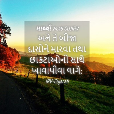Picture 04 - માથ્થી 24:49 GUJIRV - અને તે બીજા દાસોને - Bible Verse Picture