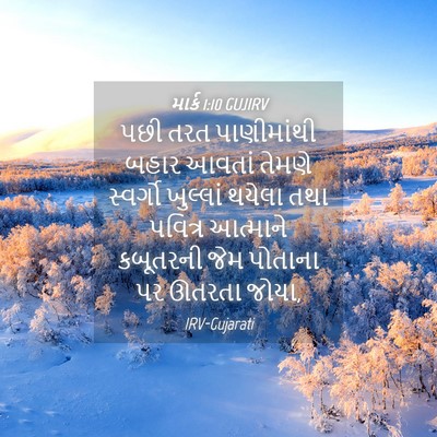 Picture 04 - માર્ક 1:10 GUJIRV - પછી તરત પાણીમાંથી - Bible Verse Picture