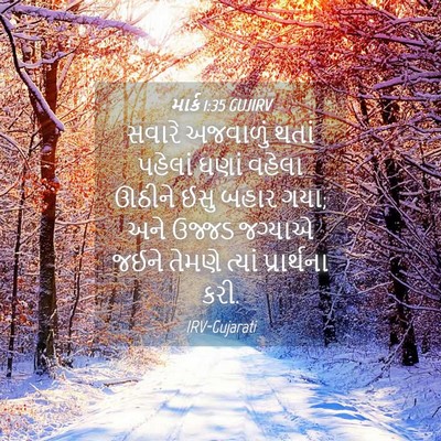 Picture 04 - માર્ક 1:35 GUJIRV - સવારે અજવાળું - Bible Verse Picture