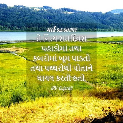 Picture 04 - માર્ક 5:5 GUJIRV - તે નિત્ય રાતદિવસ - Bible Verse Picture