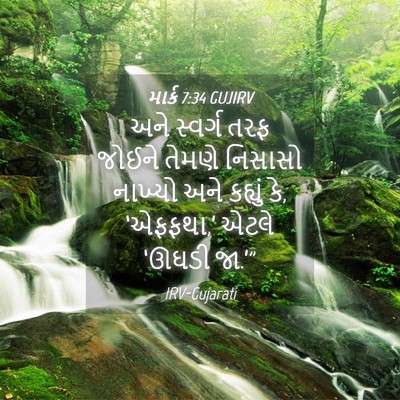 Picture 04 - માર્ક 7:34 GUJIRV - અને સ્વર્ગ તરફ - Bible Verse Picture