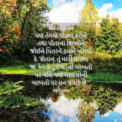 Picture 04 - માર્ક 8:33 GUJIRV - પણ તેમણે પાછળ - Bible Verse Picture