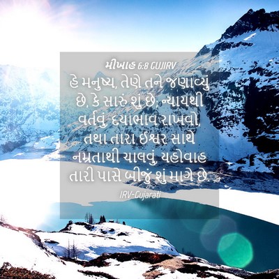 Picture 04 - મીખાહ 6:8 GUJIRV - હે મનુષ્ય, તેણે તને - Bible Verse Picture