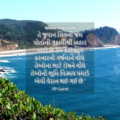 Picture 04 - યર્મિયા 25:38 GUJIRV - તે જુવાન સિંહની - Bible Verse Picture
