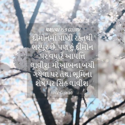 Picture 04 - યશાયા 15:9 GUJIRV - દીમોનમાં પાણી - Bible Verse Picture