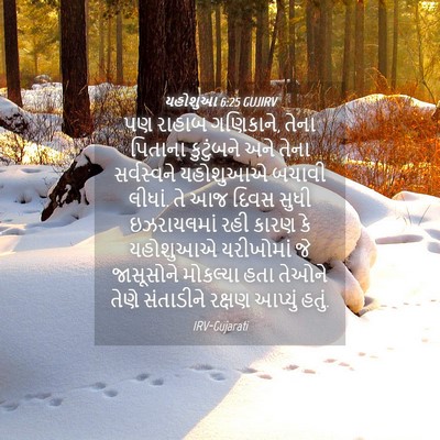 Picture 04 - યહોશુઆ 6:25 GUJIRV - પણ રાહાબ ગણિકાને, - Bible Verse Picture