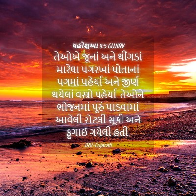 Picture 04 - યહોશુઆ 9:5 GUJIRV - તેઓએ જૂનાં અને - Bible Verse Picture