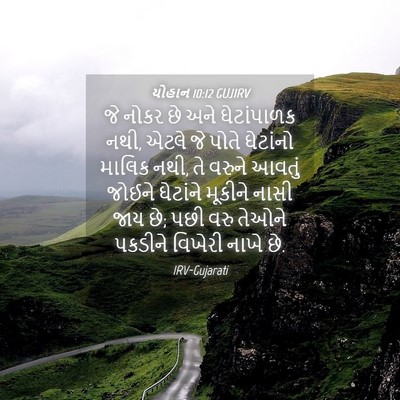 Picture 04 - યોહાન 10:12 GUJIRV - જે નોકર છે અને - Bible Verse Picture