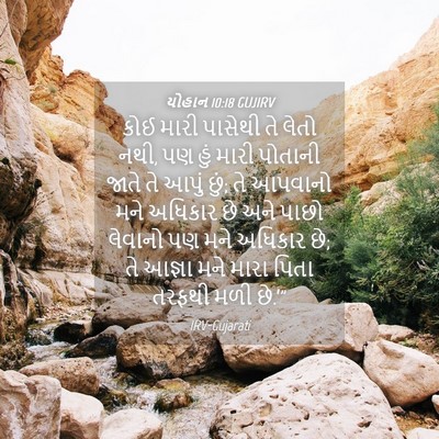 Picture 04 - યોહાન 10:18 GUJIRV - કોઈ મારી પાસેથી તે - Bible Verse Picture