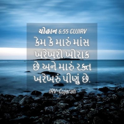 Picture 04 - યોહાન 6:55 GUJIRV - કેમ કે મારું માંસ - Bible Verse Picture