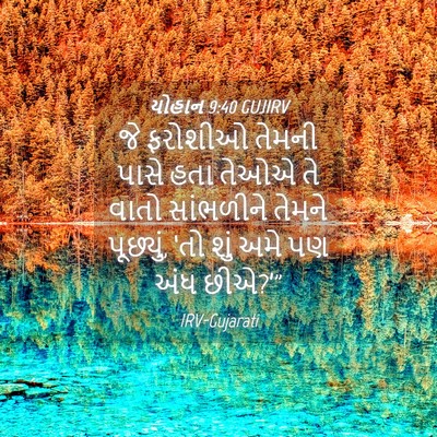 Picture 04 - યોહાન 9:40 GUJIRV - જે ફરોશીઓ તેમની - Bible Verse Picture