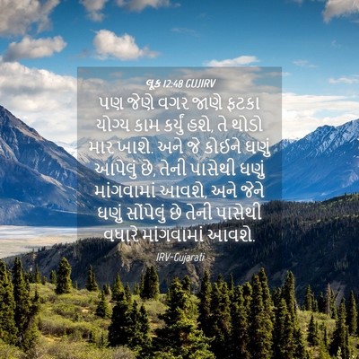 Picture 04 - લૂક 12:48 GUJIRV - પણ જેણે વગર જાણે - Bible Verse Picture