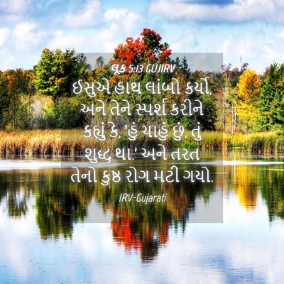 Picture 04 - લૂક 5:13 GUJIRV - ઈસુએ હાથ લાંબો - Bible Verse Picture