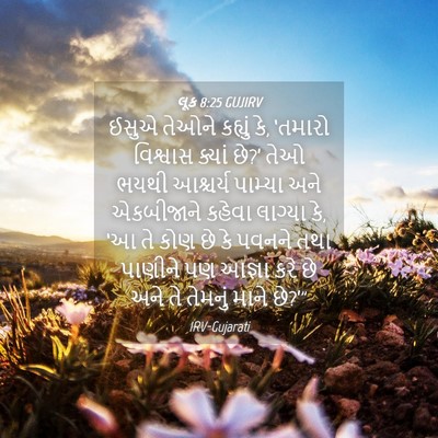 Picture 04 - લૂક 8:25 GUJIRV - ઈસુએ તેઓને કહ્યું - Bible Verse Picture