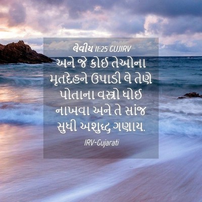 Picture 04 - લેવીય 11:25 GUJIRV - અને જે કોઈ તેઓના - Bible Verse Picture