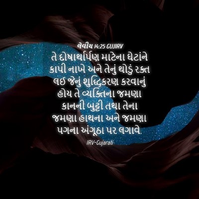 Picture 04 - લેવીય 14:25 GUJIRV - તે દોષાર્થાર્પણ - Bible Verse Picture