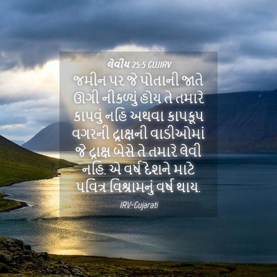 Picture 04 - લેવીય 25:5 GUJIRV - જમીન પર જે પોતાની - Bible Verse Picture