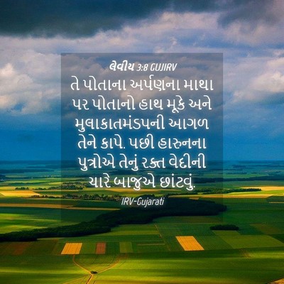 Picture 04 - લેવીય 3:8 GUJIRV - તે પોતાના અર્પણના - Bible Verse Picture