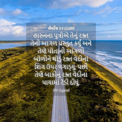 Picture 04 - લેવીય 9:9 GUJIRV - હારુનના પુત્રોએ - Bible Verse Picture