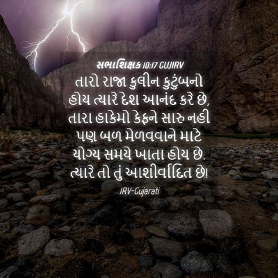 Picture 04 - સભાશિક્ષક 10:17 GUJIRV - તારો રાજા કુલીન - Bible Verse Picture