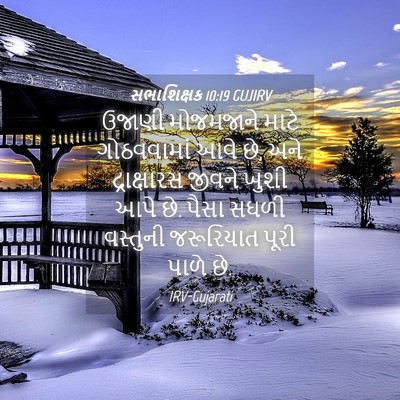 Picture 04 - સભાશિક્ષક 10:19 GUJIRV - ઉજાણી મોજમજાને - Bible Verse Picture