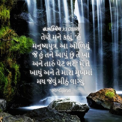 Picture 04 - હઝકિયેલ 3:3 GUJIRV - તેણે મને કહ્યું, - Bible Verse Picture