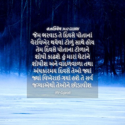 Picture 04 - હઝકિયેલ 34:12 GUJIRV - જેમ ભરવાડ તે દિવસે - Bible Verse Picture