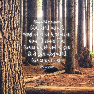 Picture 04 - હિબ્રૂઓને 11:3 GUJIRV - વિશ્વાસથી આપણે - Bible Verse Picture