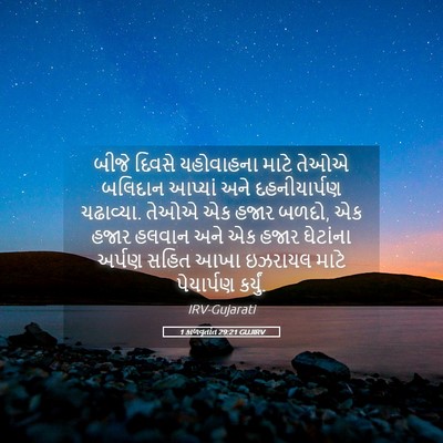 Picture 05 - 1 કાળવૃતાંત 29:21 GUJIRV - બીજે દિવસે - Bible Verse Picture