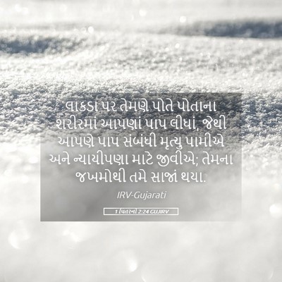 Picture 05 - 1 પિતરનો 2:24 GUJIRV - લાકડા પર તેમણે - Bible Verse Picture