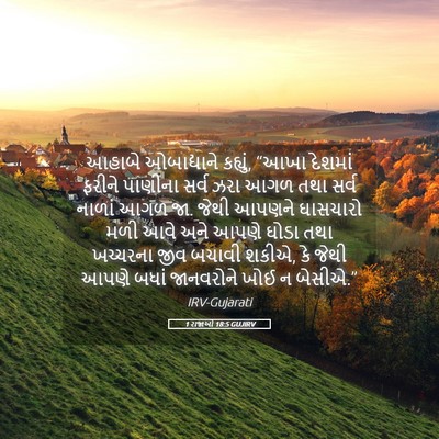Picture 05 - 1 રાજાઓ 18:5 GUJIRV - આહાબે ઓબાદ્યાને - Bible Verse Picture