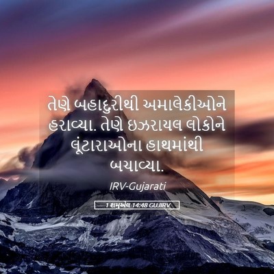 Picture 05 - 1 શમુએલ 14:48 GUJIRV - તેણે બહાદુરીથી - Bible Verse Picture