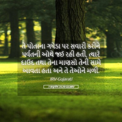 Picture 05 - 1 શમુએલ 25:20 GUJIRV - તે પોતાના ગધેડા પર - Bible Verse Picture