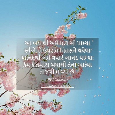 Picture 05 - 2 કરિંથીઓને 7:13 GUJIRV - આ બધાથી અમે દિલાસો - Bible Verse Picture