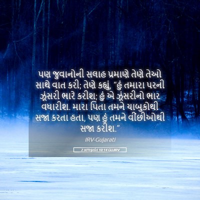 Picture 05 - 2 કાળવૃતાંત 10:14 GUJIRV - પણ જુવાનોની સલાહ - Bible Verse Picture