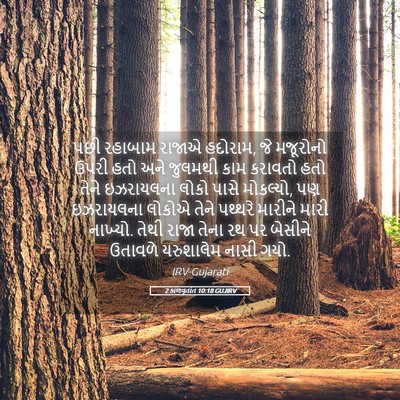 Picture 05 - 2 કાળવૃતાંત 10:18 GUJIRV - પછી રહાબામ રાજાએ - Bible Verse Picture